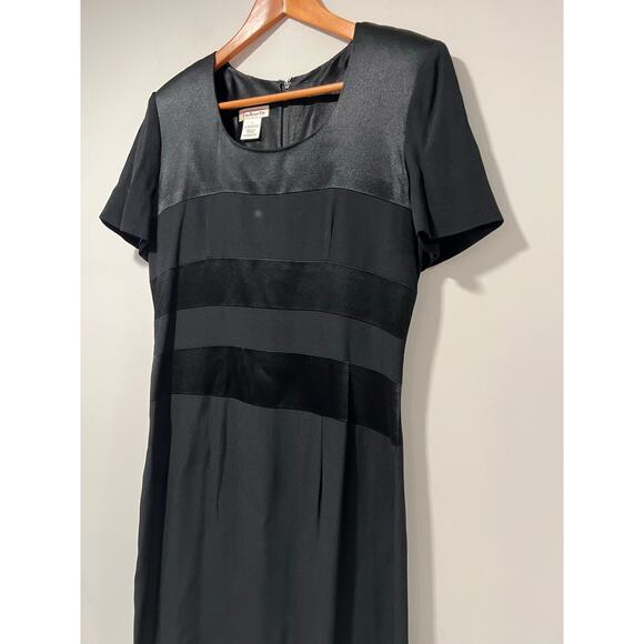 Talbots Cocktail Dress Short Sleeve Satin Panels Maxi Length Size 8 JL - Picture 2 of 12